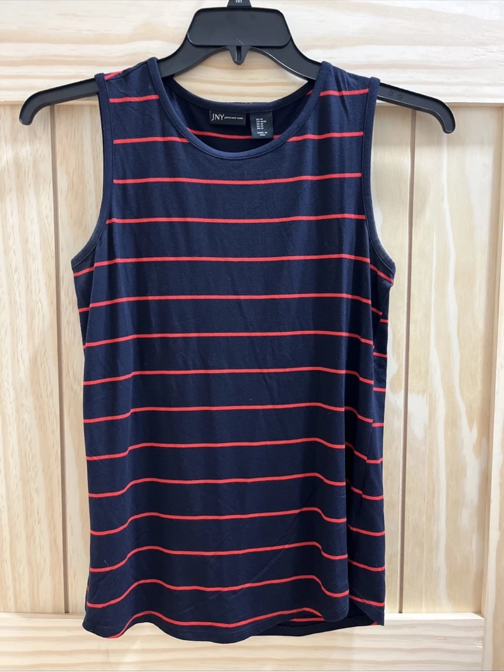 Jones New York Navy Tank Top with Red Stripes